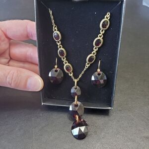 **Sale** Avon gold tone red beaded matching necklace and earring